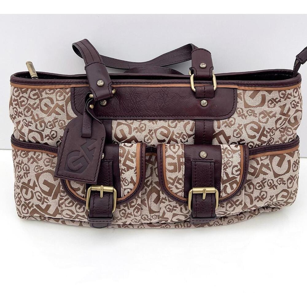 Archival GF FERRE Monogram Bag | Genuine Leather | Beige & Brown